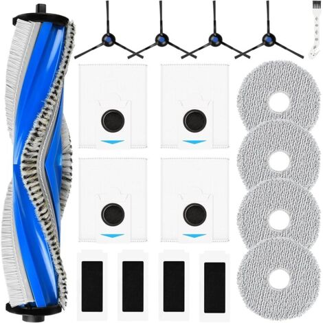 Lot de 18 Accessoires pour Robot Aspirateur Ecovacs Deebot T30S Combo / T30S Combo Complete, 1 Brosse Principale, 4 Sacs à Poussière, 4 FOREHILL, 4 Filtres, 4 Brosses Latérales, 1 Brosse de Nettoyage (1/5)