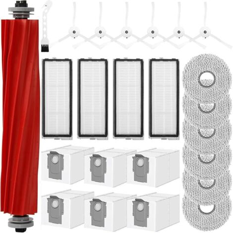 Kit de 24 Accessoires pour Roborock Qrevo Pro/Qrevo S/Qrevo MaxV, 1 Brosse Principale, 6 Sacs Poussire, 6 Serpillires, 4 Filtres HEPA, 6 Brosses Latrales, 1 Brosse de Nettoyage (1/5)