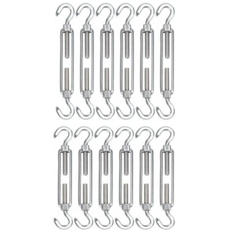 Sunxury – Tendeur à câbles en acier inoxydable 304 – Lot de 12 – Réglable de 115 mm à 180 mm – Fixations vis à crochet pour tension optimale