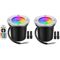 Lumières de paysage basse tension 10W RGBW LED blanc chaud éclairage de paysage de puits télécommande IP67 étanche extérieur 12V-24V lumières de sol de pont de voieUn paquet de 2