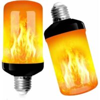 Lampadina LED FOREHILL con base nera e simulazione di fiamma, E27, luce gialla, 2 pezzi