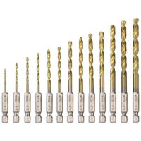 Foret Hélicodal en HSS 13Pcs Forets Hexagonaux en Acier Rapide avec Revêtement en Titane 1,5 Mm - 6,5 Mm