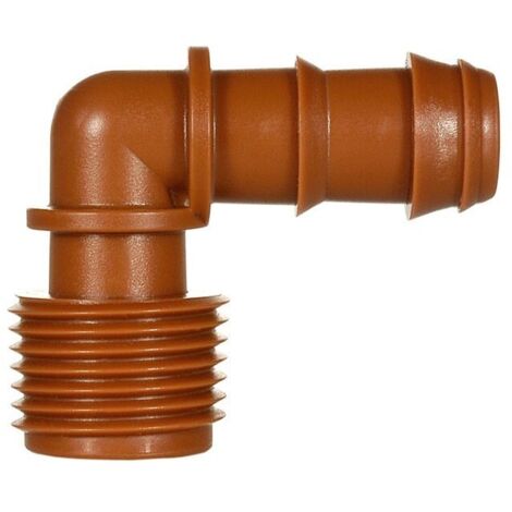 Codo Rosca Macho Goteo Marrón 16mm. Bolsa de 10 Unidades 16mm x 1/2"