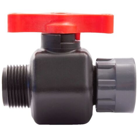 Válvula de Esfera P.P de 1"  Rosca macho 1" x  Hembra 1" colector. Especial para electroválvulas