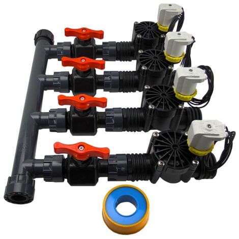 Kit Colector de Riego + Electroválvula RPE 1" 24V + Válvulas de Mantenimiento + Rollo de Teflón 3 Zonas