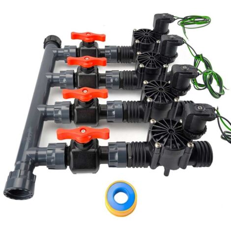 Kit Colector de Riego + Electroválvula RPE 1" 9V + Válvulas de Mantenimiento + Rollo de Teflón 2 Zonas