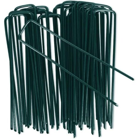 100pcs Piquets de Jardin, Piquets de Fixation de Jardin pour Toile de Paillage, Le Treillis Métallique et Les Filets, 150 mm x 25 mm Ø 3 mm