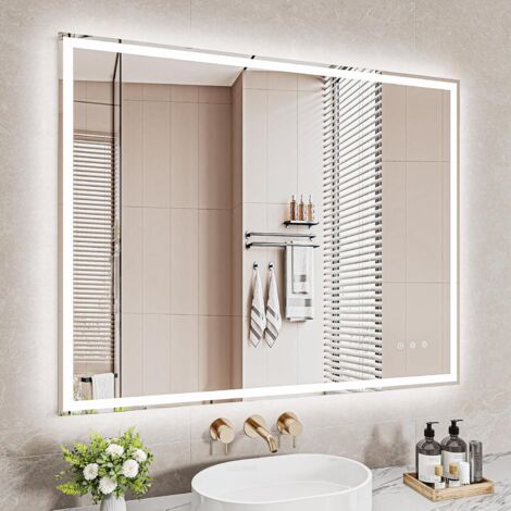 Dripex Miroir Salle de Bain 80x100cm avec éclairage, Miroir Lumieux Mural Dimmable avec 3 Couleurs Lumineuses, Fonction Mémoire, Interrupteur Tactile
