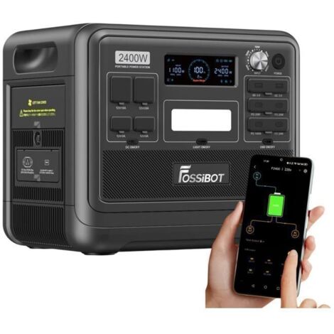 Centrale électrique portable 2400W – 2048Wh – Technologie LiFePO4 – 3 prises AC – Recharge secteur et solaire – Usage camping et secours - F2400