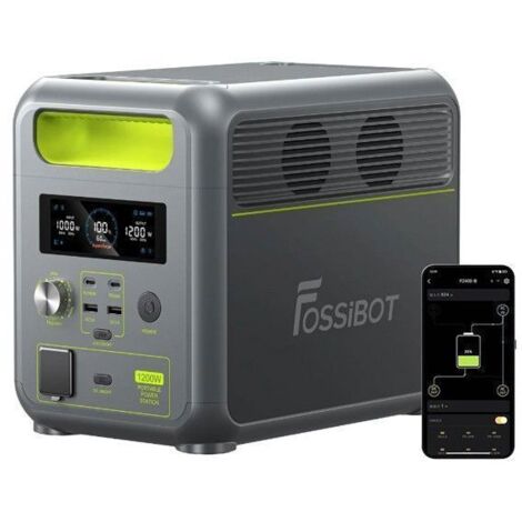 FOSSiBOT F1200 centrale électrique portable 1024Wh 1200W – Sinus pur 2400W pic – 7 sorties – Recharge rapide AC et solaire