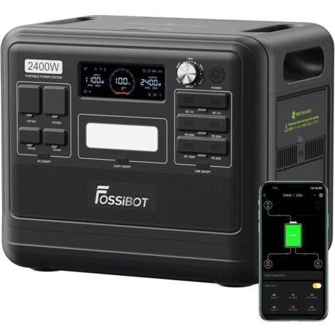 Centrale Électrique Portable FOSSIBOT F2400,Generateur Electrique avec Batterie LiFePO4 2048Wh/4800W,Alimentation de Secours avec
