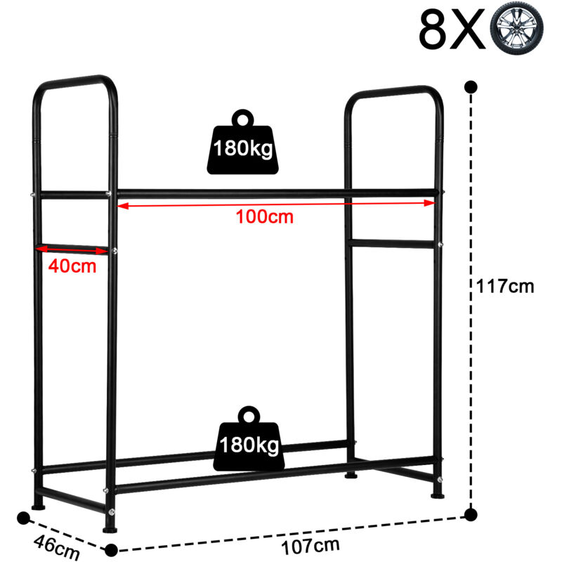 SWANEW Étagère à pneus en fer Porte-pneu Support de pneus solide SWANEW Étagère à pneus en fer Porte-pneu Support de pneus solide