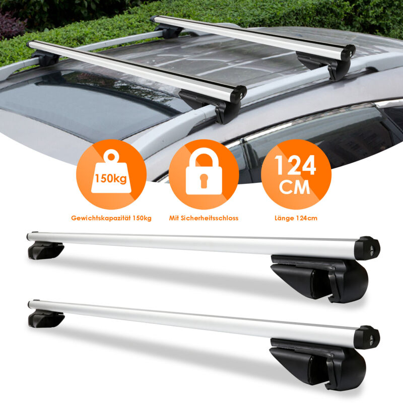 Lot De 2 Barres De Toit Universelles Aluminium Avec Serrure - 110-114 Cm, Charge 75 Kg, Installation Sans Perçage