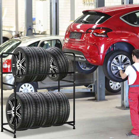 Support Vertical Porte-Pneus Garage – Rangement Gain De Place Robuste En Métal – Pour Pneus Auto Et 4x4