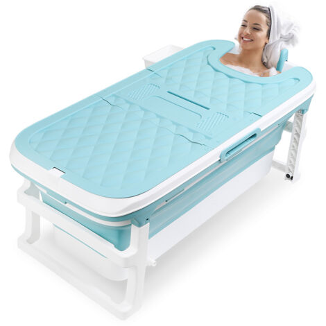 Randaco Baignoire pliable pour adulte Portable Plastique Baignoire pliable à poser avec Tablette 149x60x50cm