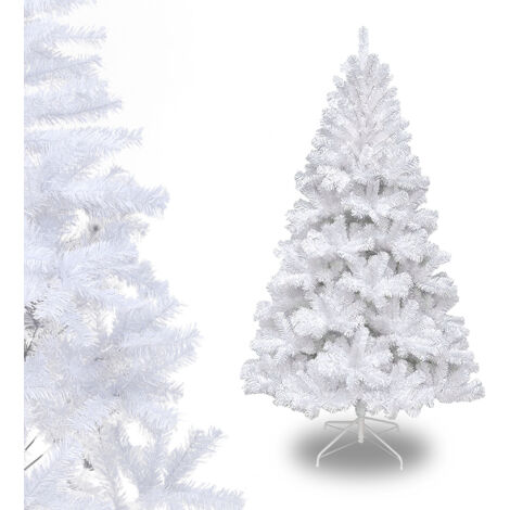 LALAHO Sapin De Noël Artificiel 180cm Vert Et Blanc - PVC Avec Pied Métal Stable