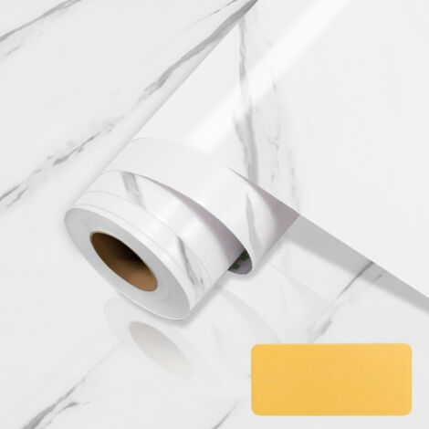 Papier adhésif pour meubles 61 cm x 500 cm papier peint auto-adhésif film auto-adhésif étanche pour comptoirs de cuisine salle de bain-marbre blanc (1/5)