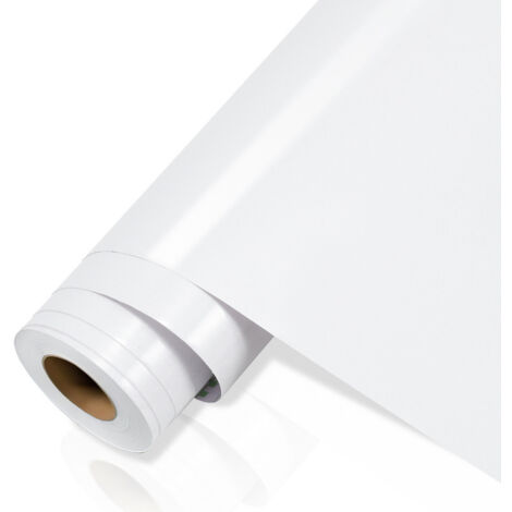 2x Papier adhésif pour meubles 61cm x500 cm papier peint auto-adhésif film auto-adhésif étanche pour comptoirs de cuisine salle de bain-blanc (1/5)