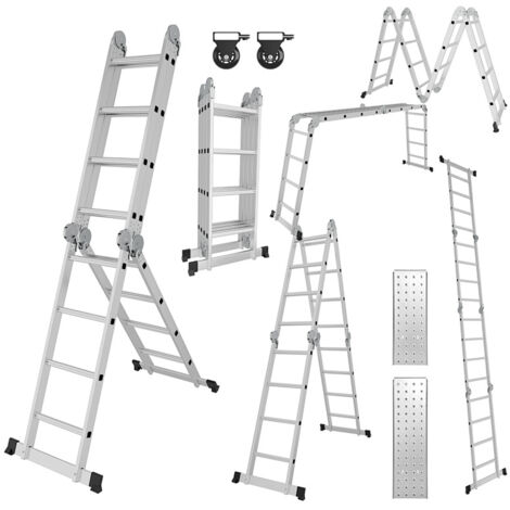 Randaco Echelle pliante 4x4 470cm Echelle multifonctionnelle Echelle télescopique domestique Echelle en Alu