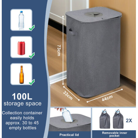 Poubelle Recyclage 100L Efluky - Collecteur Bouteilles Consignées Avec