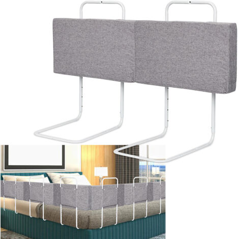 Randaco Barrières de Lit Bébé, Soft Pack Enfant en lin Barrière Protection réglables, armature de lit pour les tout-petits,50x28cm Gris
