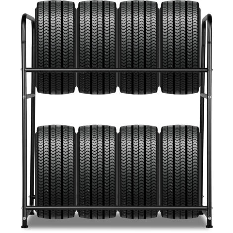 Randaco Porte-pneus Stockage pour 8 pneus durables et robustes Porte-pneus en fer 107 x 46 x 117 cm