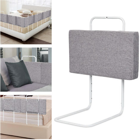 Randaco Barrières de Lit Bébé, Soft Pack Enfant en lin Barrière Protection réglables, armature de lit pour les tout-petits,60x28cm Gris