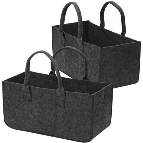 SWANEW 4x Sacs à Bois De Cheminée Sacs En Feutre Capacité De Charge Jusqua 15kg Panier A Bois Non Tisse Sac De Jeu Pliable Sac Cheminee Resistant Paniers A Bois Gris 84644499