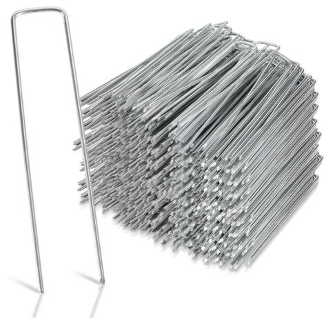 Randaco 50-1000pcs Piquets de Fixation en Acier Galvanisé, Ø2,8mm, pour Toile de Paillage, Treillis - 250x