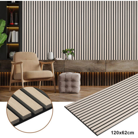 Einfeben – Panneau décoratif mural acoustique 2 pièces 120x60cm – MDF en placage bois et feutre – Isolation acoustique NRC 0.8 – Chêne