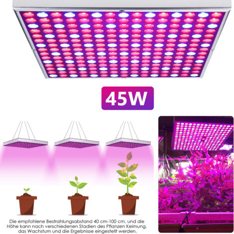 Swanew – Lampe de croissance horticole 45W – 225 LEDs rouge 620-630nm et bleu 450-460nm – Économie d'énergie 50-90% – Pour serre hydroponique