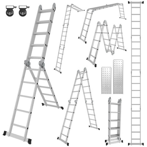 Randaco – Échelle pliante télescopique 582cm – Aluminium léger – Charge maximale 150kg – Pieds antidérapants pour sécurité – Utilisation intérieure et extérieure