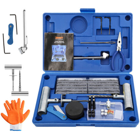 Randaco – Kit de réparation de pneus 73PCS – Mèche de crevaison – Outils d'insertion et de sonde – Compatible voitures, motos et quads