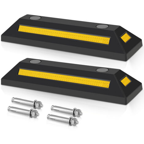 Einfeben – Butée de parking 2X – Arrêt de roue en caoutchouc 54x15x10cm – Résistante aux intempéries – Fixation rapide avec vis incluses