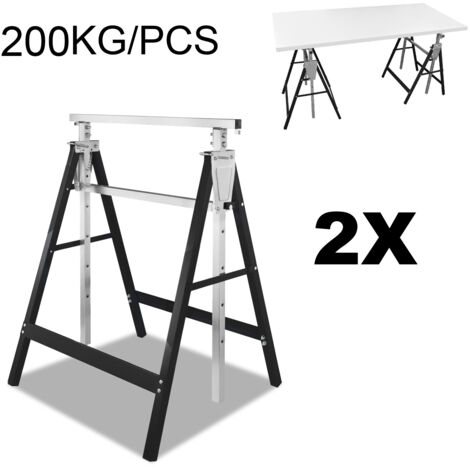 Einfeben – Tréteau télescopique réglable 80-130cm – Capacité 200kg – Acier pliable avec sécurité antidérapante – Set de 2