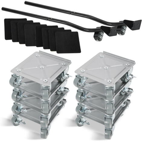 Swanew – Plateau roulant 8 pcs acier – Charge max 500 kg – 5 roulettes avec blocage – Pour transport de meubles lourds sur tous les sols (1/5)