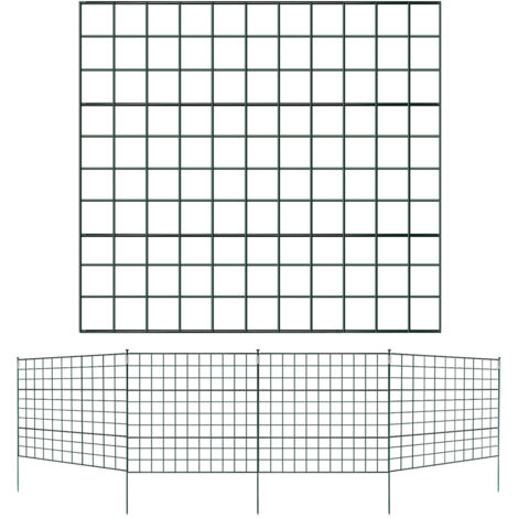 Swanew – Clôture de jardin en métal vert 11 pièces – Hauteur 78 cm – Système d'emboîtement flexible – Pour enclos animaux et sécurité enfants - 11pcs