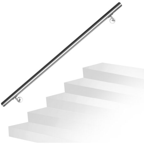 EINFEBEN Main courante inox rampe d'escalier rond intérieur & extérieur Ø 42 mm support mural argenté 120cm