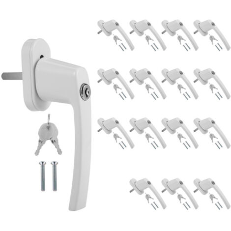 Poignée de fenêtre Design verrouillable Alu Métal Poignées de fenêtre Poignée de porte Serrure blanc 16X (1/5)