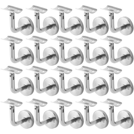 Support Main Courante Inox 304 pour Rampe Escalier Support Mural Rampe Bois Argent 20 Pièces
