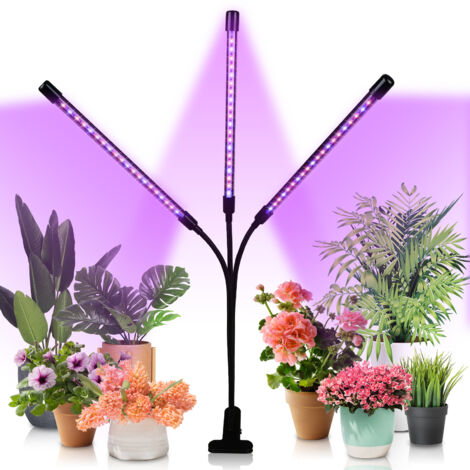 Einfeben – Lampe de croissance horticole 30W – 3 têtes réglables 360° – 60 LEDs – 10 niveaux de luminosité – Minuterie 3/9/12 heures