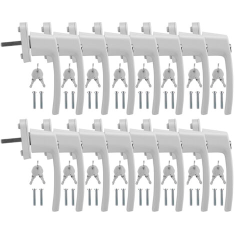 Poignée de fenêtre avec serrure Verrouillable Alu même clé blanche -16X Blanc