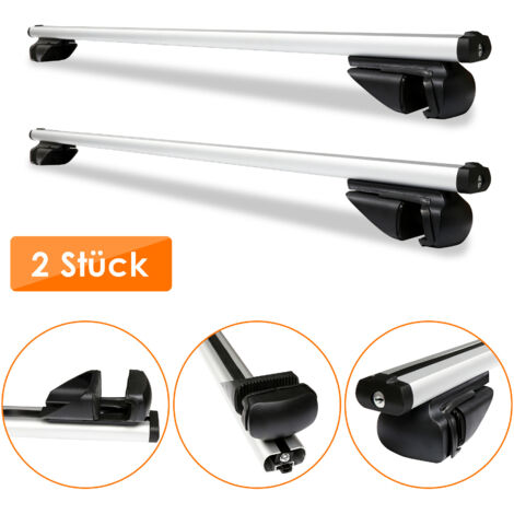 Lot 2 Barres De Toit Universelles Avec Serrure Aluminium - Pas De Perçage, Pour Voitures 4/5 Portes, Charge 75kg, Clés Incluses