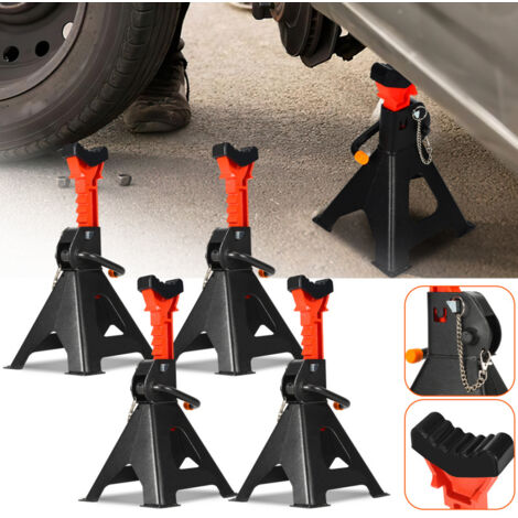 Swanew – Lot de 4 chandelles à crémaillère 3T – Hauteur 285-430mm – Acier robuste – 10 positions de réglage pour levage stable