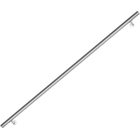 Swanew – Main courante inox 200 cm – Rampe d'escalier ronde Ø 42 mm – Support mural intérieur et extérieur – Acier inoxydable brossé argenté
