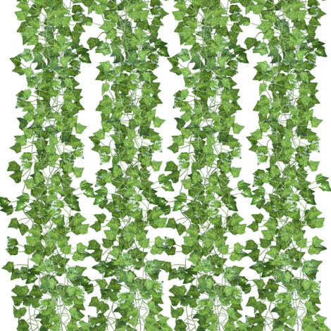 Randaco – Guirlande de lierre artificiel 12 pièces – Longueur 2,4m – Feuilles en soie – Décoration intérieure et extérieure – Facile à installer