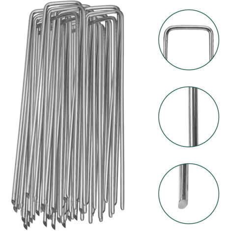 SWANEW Lot de 250 Piquets de fixation sardines pour tente piquet ancrage sol jardin 150x25x2,8mm Argent galvanisé