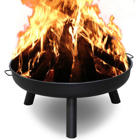 Swanew – Brasero en métal 82cm – Hautement résistant à la chaleur – Avec 2 poignées – Structure stable pour terrains accidentés