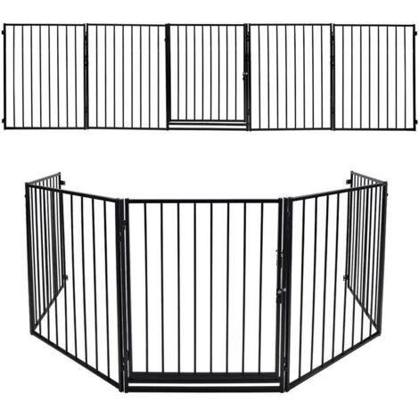 Swanew – Barrière pare-feu cheminée avec portillon – Longueur 304 cm – Fer robuste – Sécurité enfants et animaux – Installation rapide sans outils