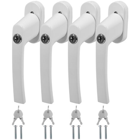 Swanew – Poignée de fenêtre verrouillable en aluminium – Lot de 4 – Sécurisée avec serrure – Compatible fenêtres basculantes – Installation facile